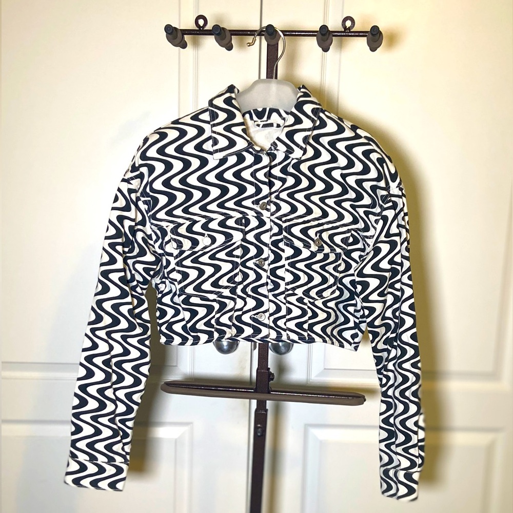 Pattern crop Jean jacket